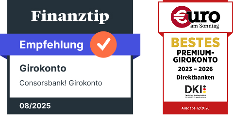 Auszeichnung von Finanztip Empfehlung Consorsbank! Girokonto