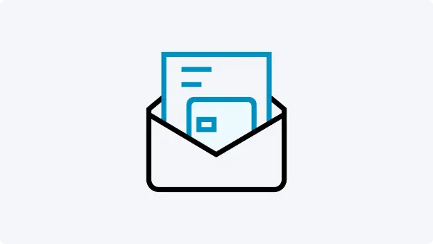 Icon Umschlag mit Dokumenten vor grauem Hintergrund